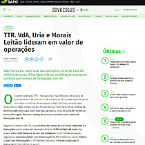 TTR. VdA, Ura e Morais Leito lideram em valor de operaes